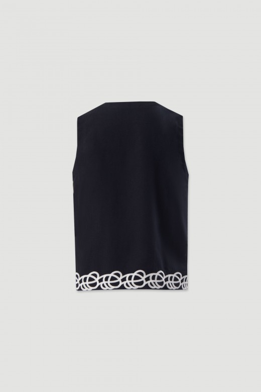 Linen-blend tunic with embroidered detail Linen-blend tunic with embroidered detail