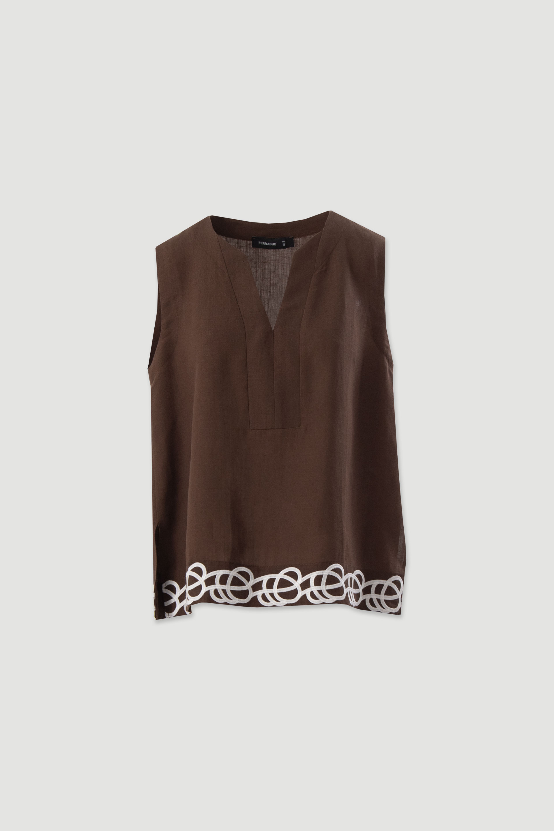 Linen-blend tunic with embroidered detail