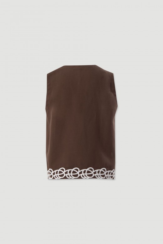 Linen-blend tunic with embroidered detail Linen-blend tunic with embroidered detail