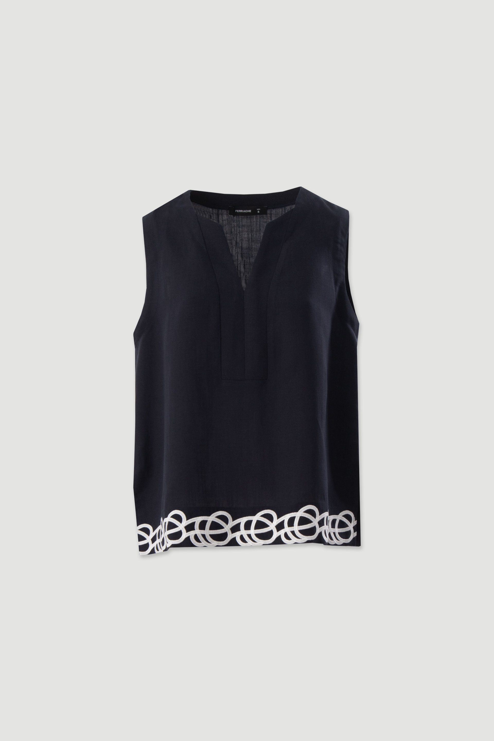 Linen-blend tunic with embroidered detail