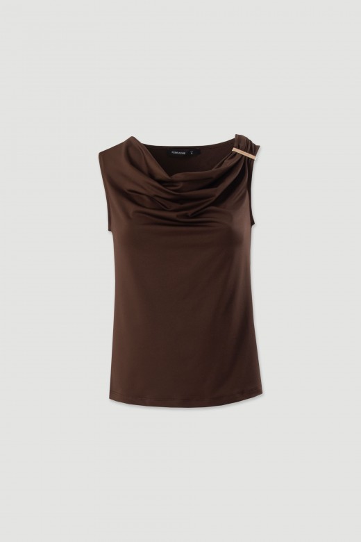 Lycra knit top with draped neckline Lycra knit top with draped neckline
