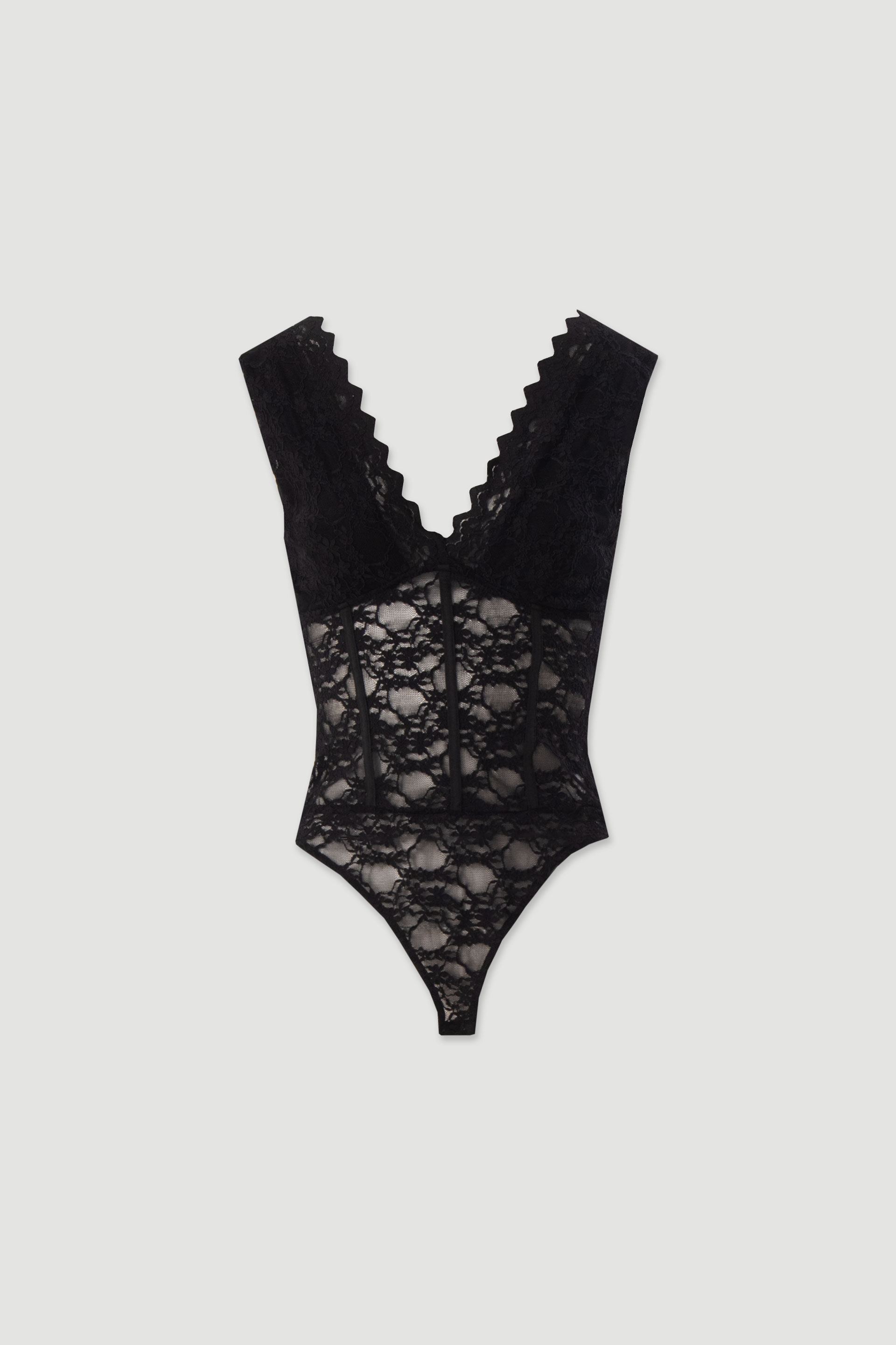 Lace bodysuit with v-neck