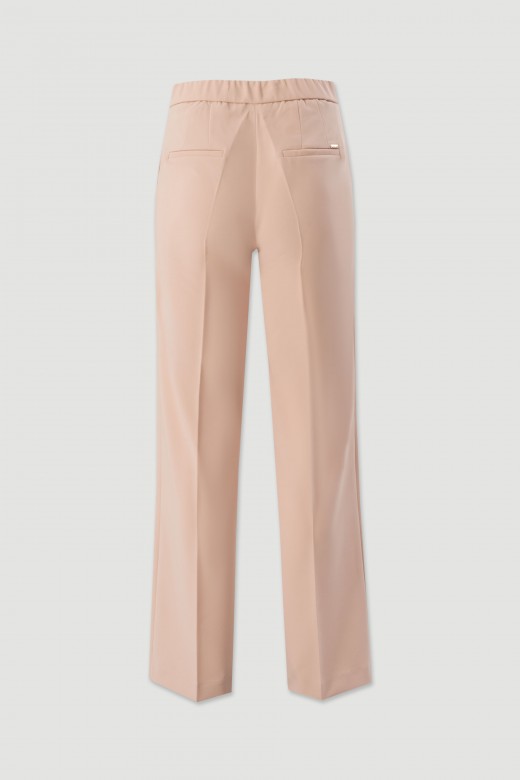 Straight trousers with customised elastic belt Straight trousers with customised elastic belt