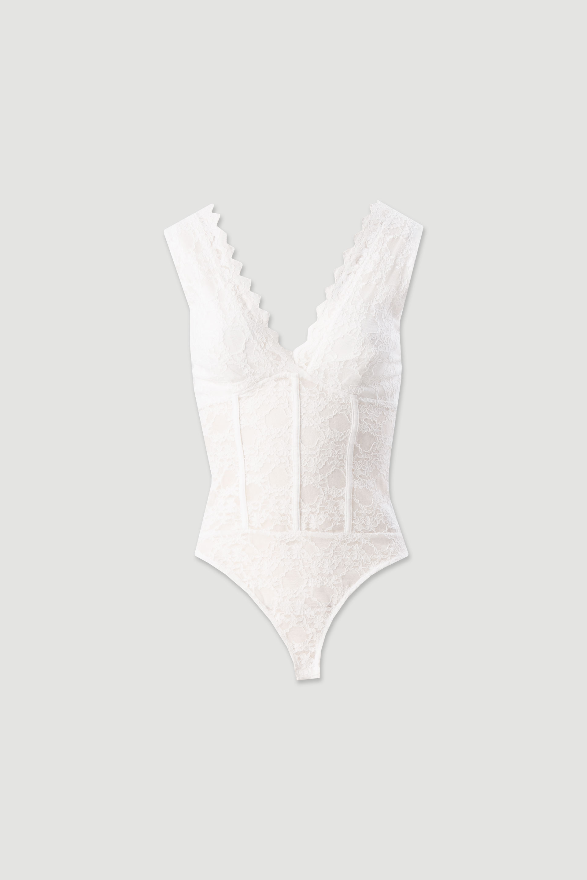 Lace bodysuit with v-neck