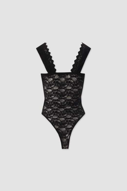 Lace bodysuit with v-neck Lace bodysuit with v-neck