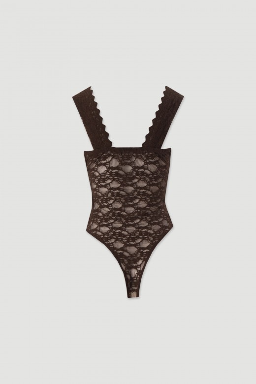 Lace bodysuit with v-neck Lace bodysuit with v-neck