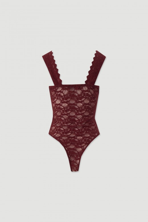 Lace bodysuit with v-neck Lace bodysuit with v-neck
