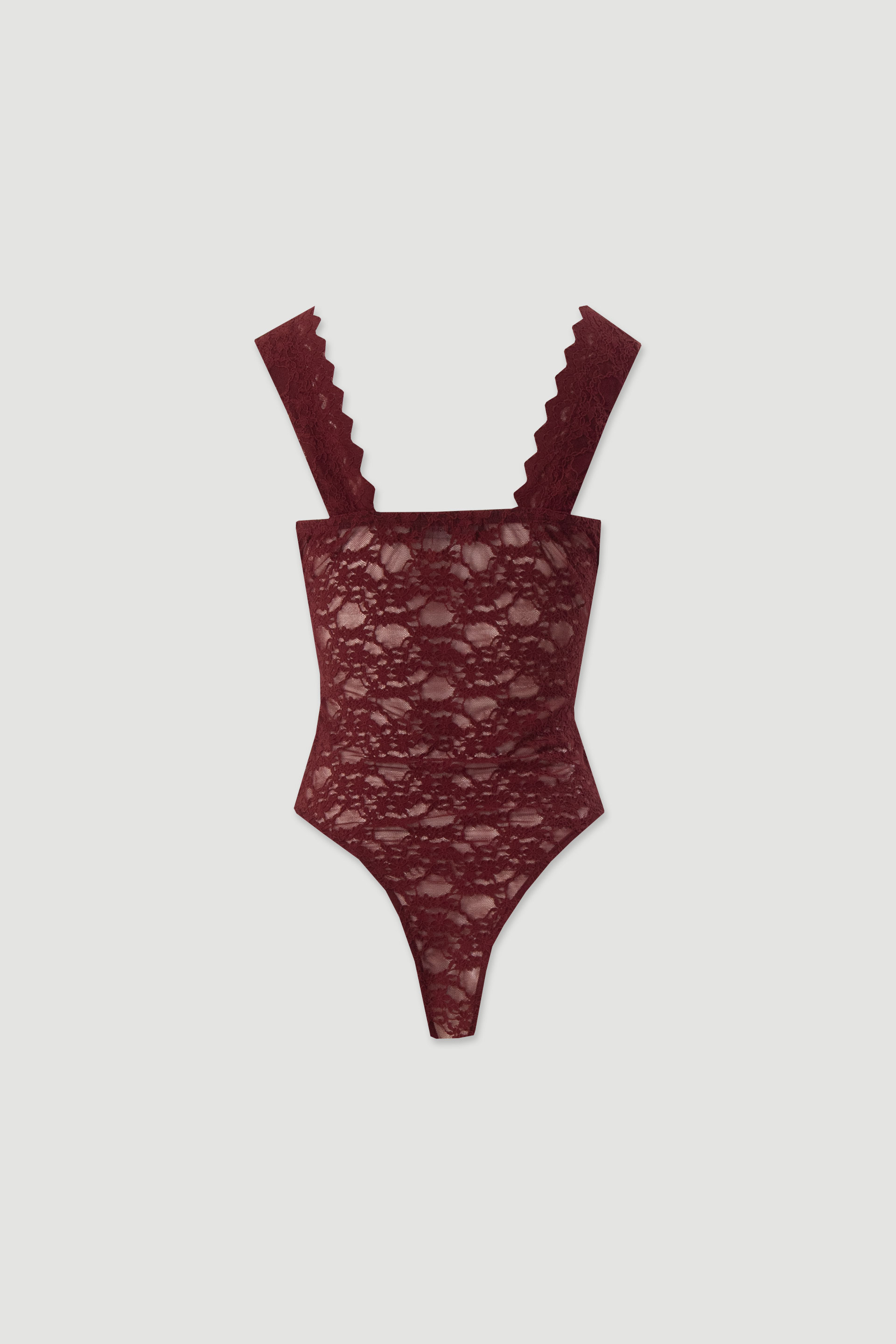 Lace bodysuit with v-neck