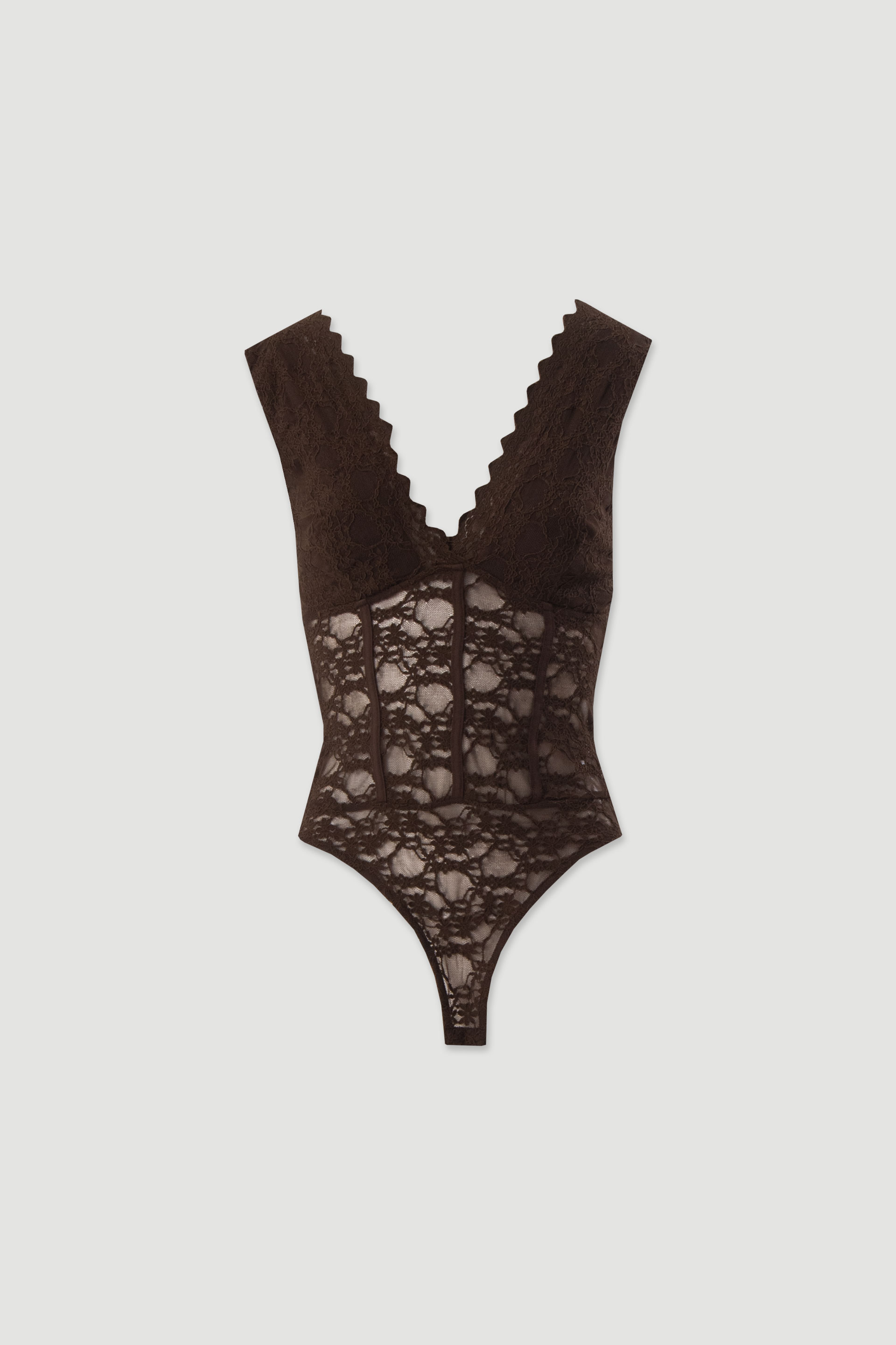 Lace bodysuit with v-neck