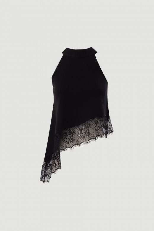 Top de malha assim�trico com renda
