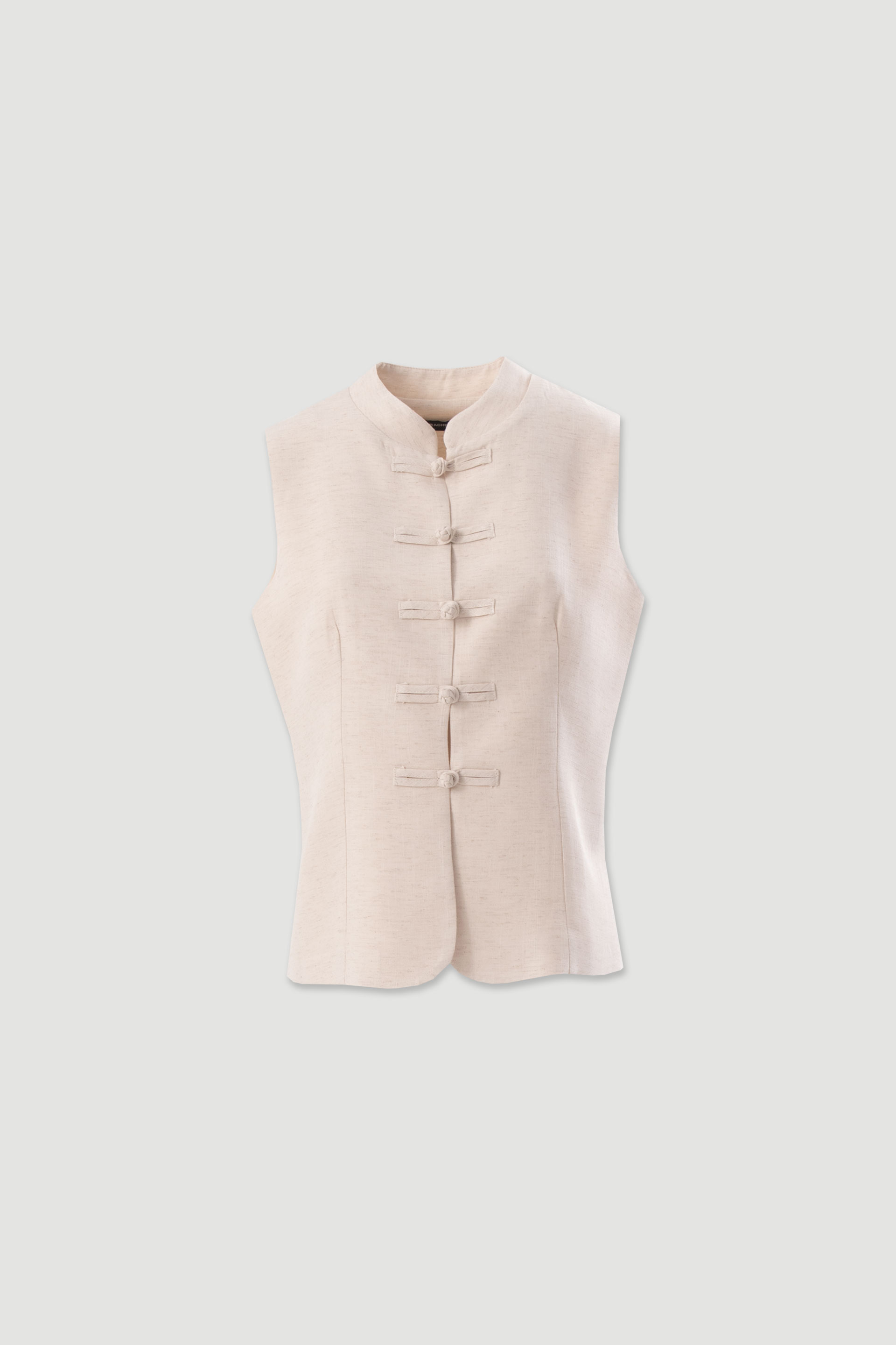 Linen-blend waistcoat with oriental fastening