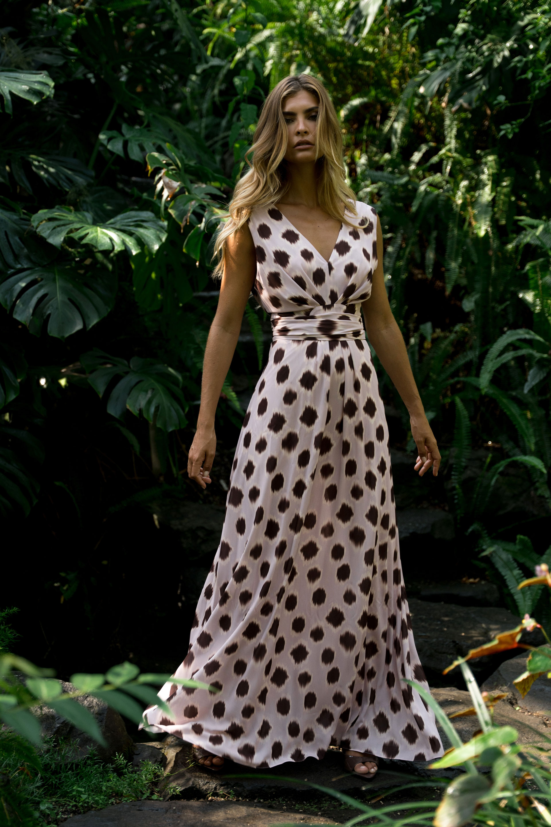 Printed maxi dress with sash