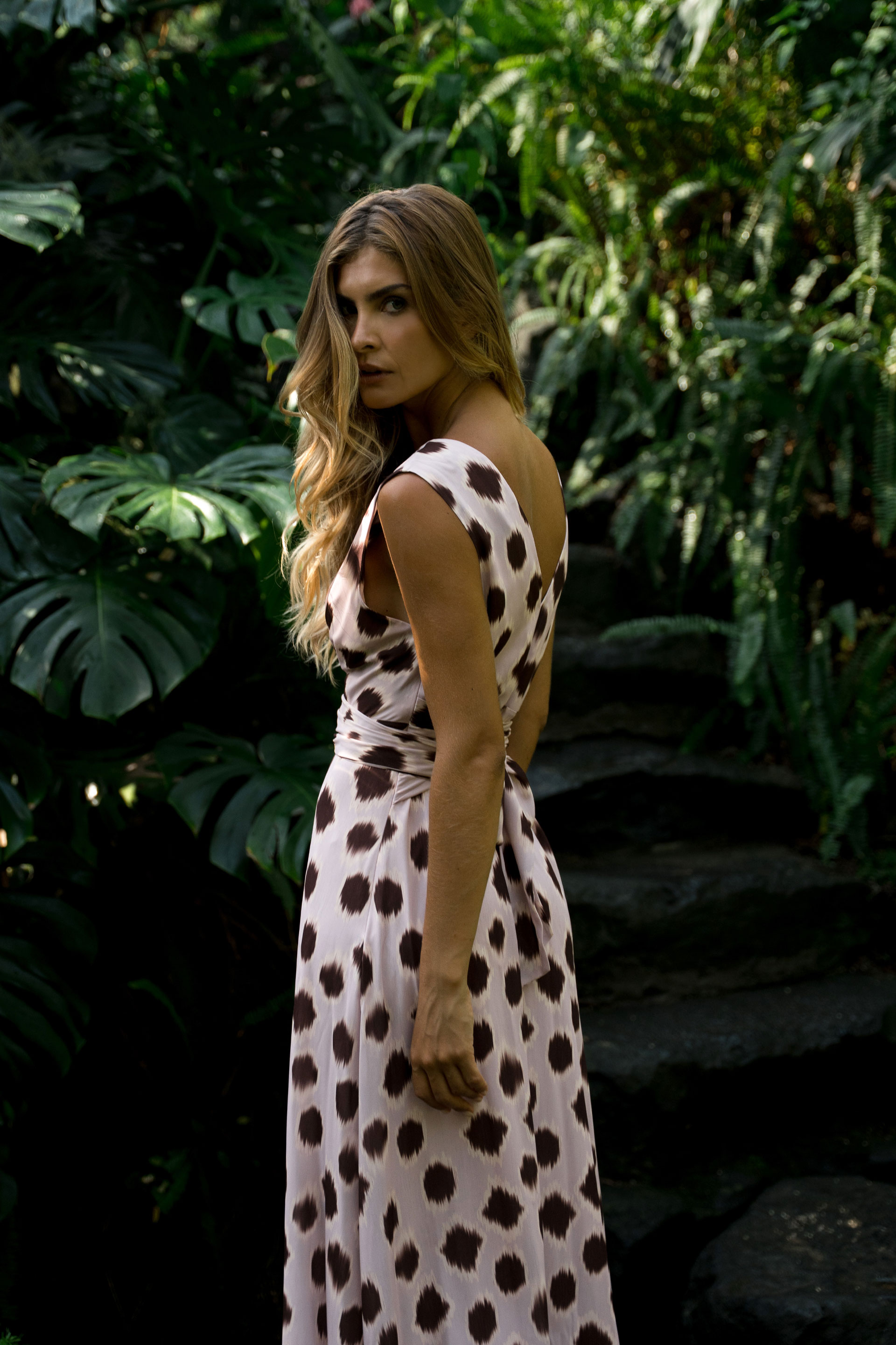Printed maxi dress with sash