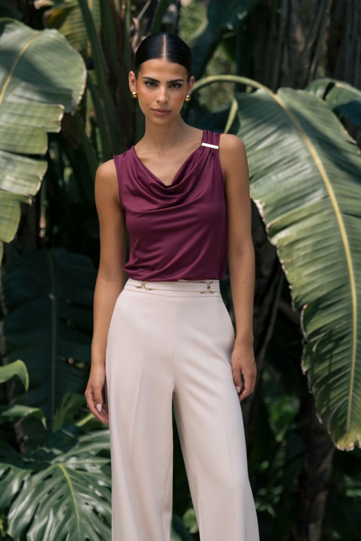 Lycra knit top with draped neckline Lycra knit top with draped neckline