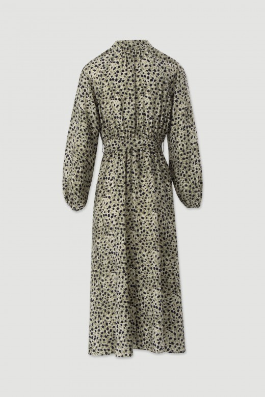 Printed midi dress with belt Printed midi dress with belt