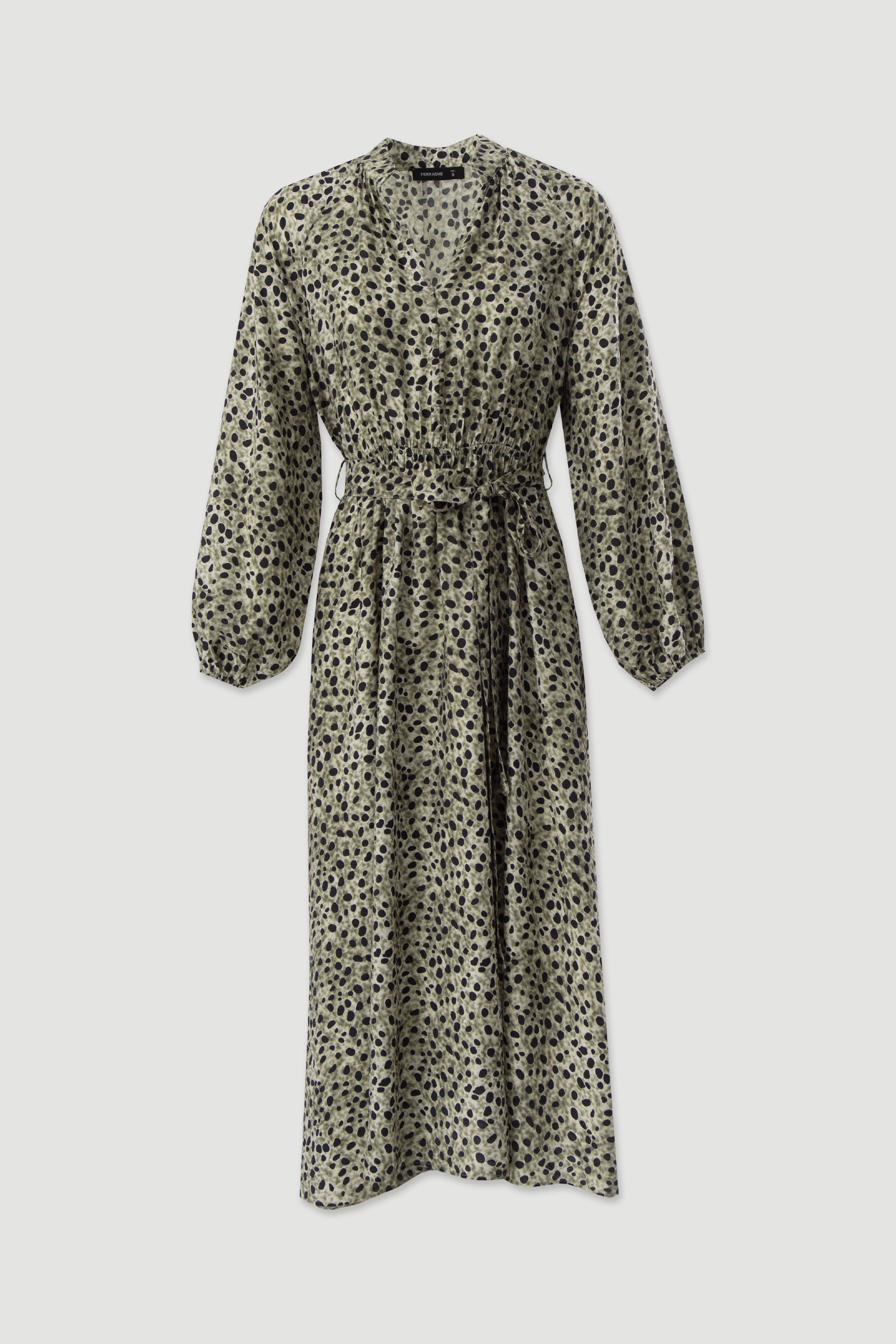 Printed midi dress with belt