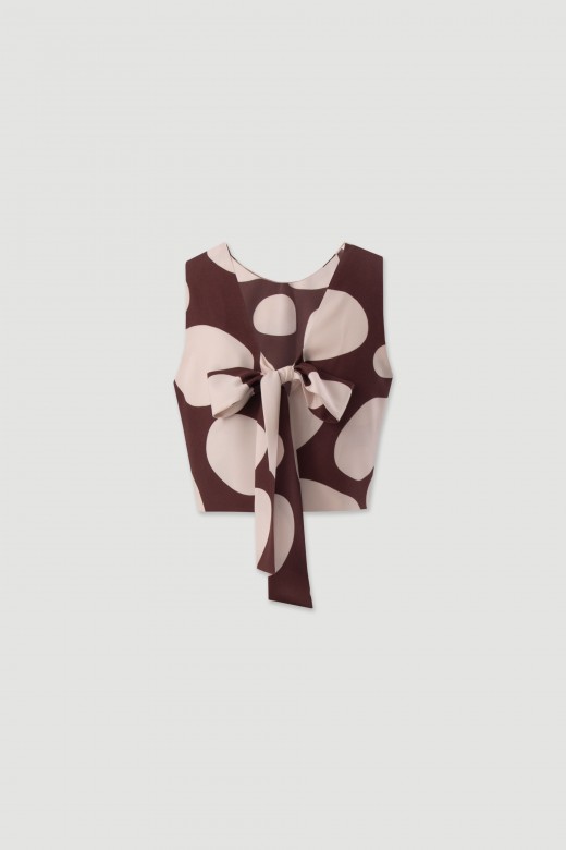 Printed cropped top with back bow Printed cropped top with back bow