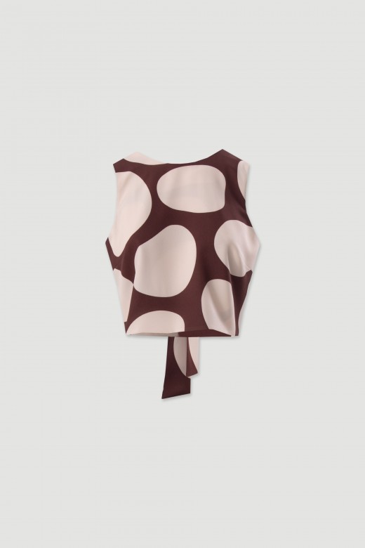 Printed cropped top with back bow Printed cropped top with back bow