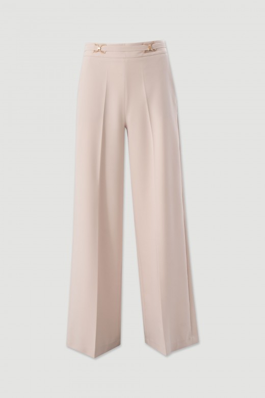 Wide leg trousers with metallic details Wide leg trousers with metallic details