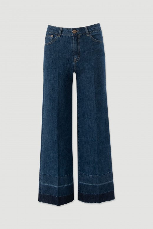 Wide leg jeans with hem detail Wide leg jeans with hem detail