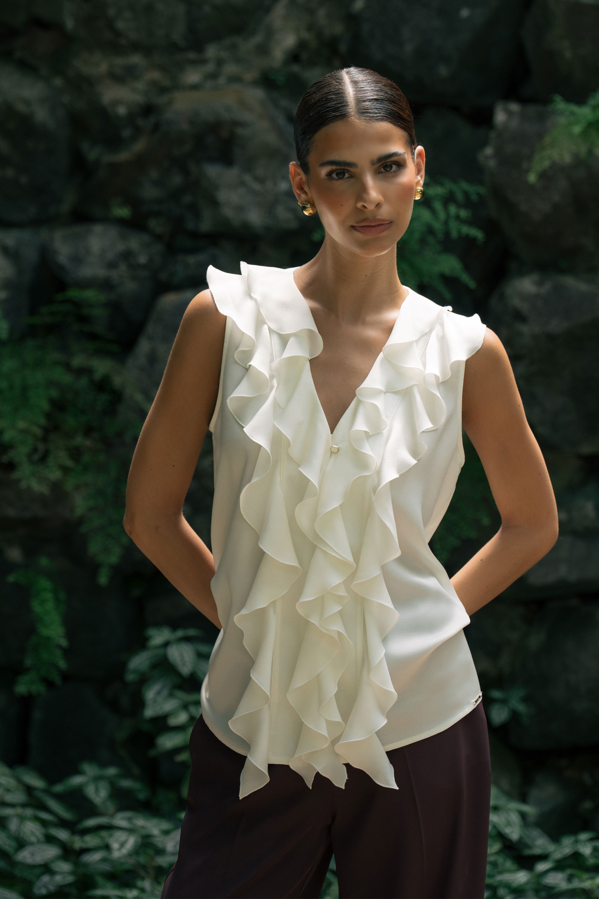 Blouse with ruffles