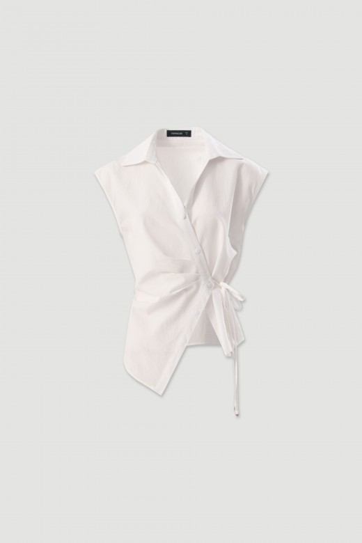 Asymmetrical blouse with tie Asymmetrical blouse with tie