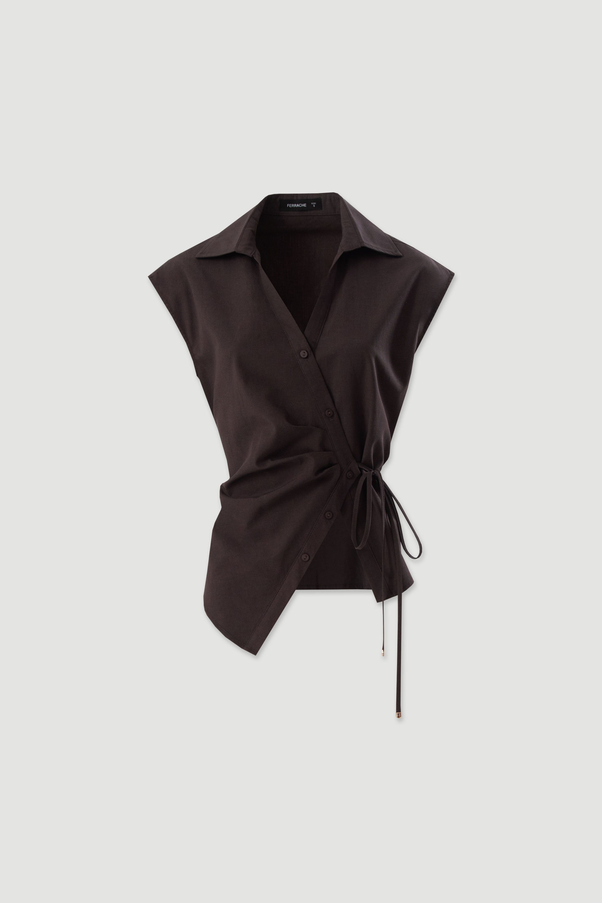 Asymmetrical blouse with tie