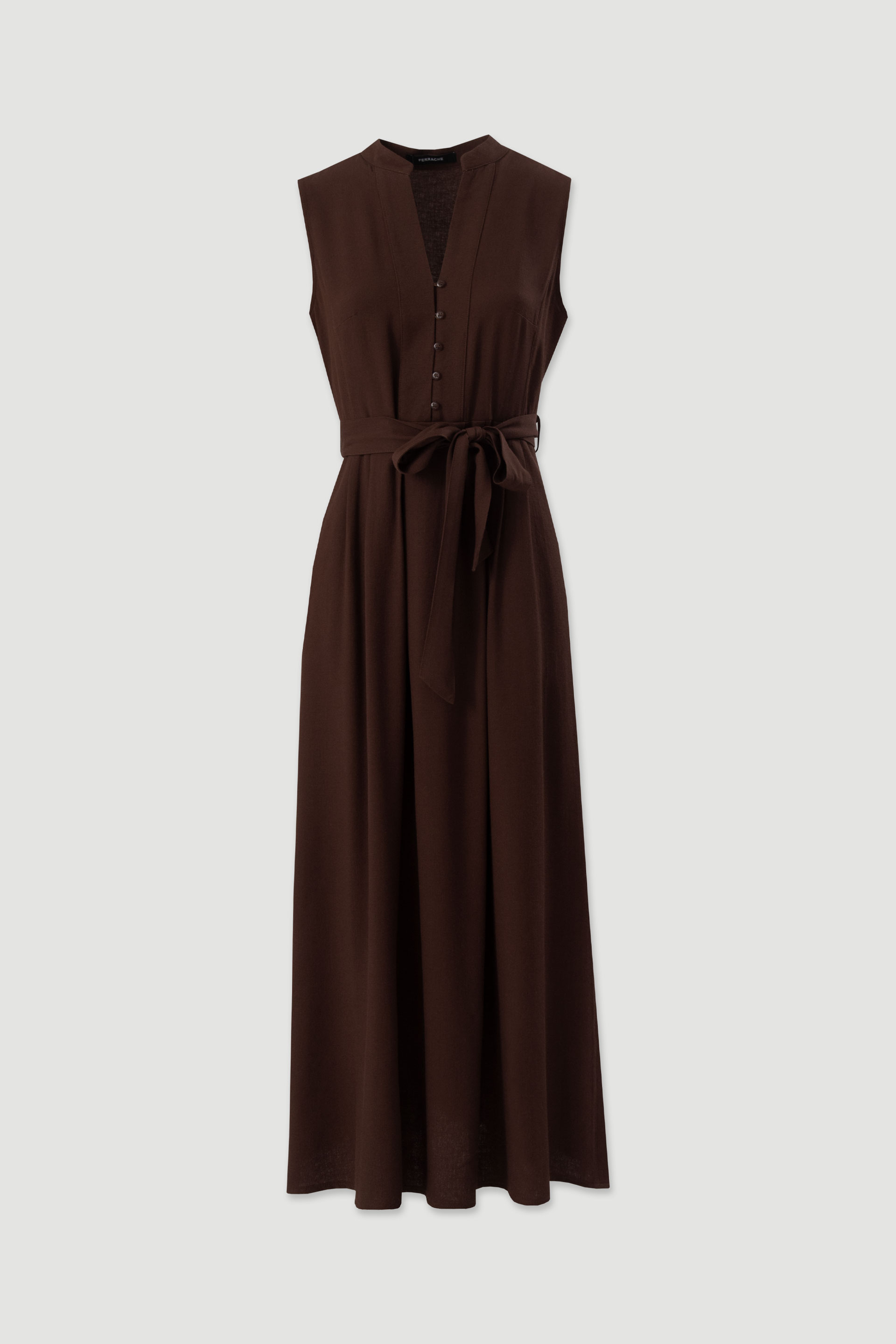 Maxi dress with fabric belt