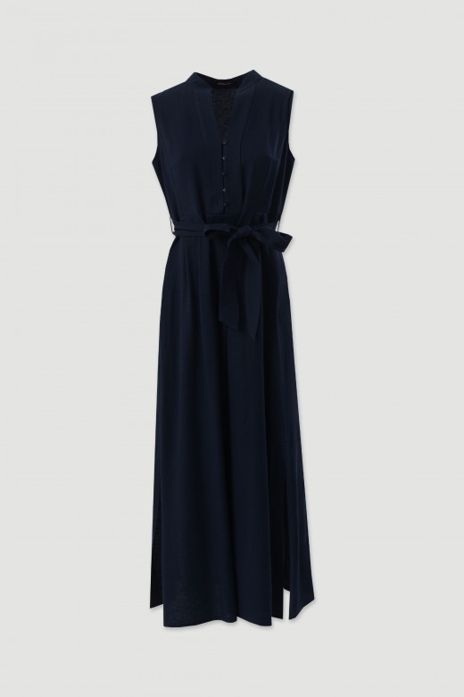 Maxi dress with fabric belt Maxi dress with fabric belt