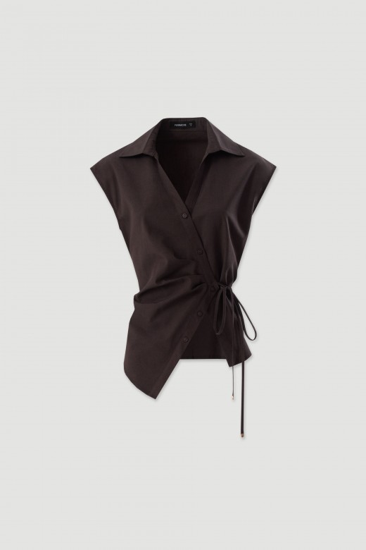 Asymmetrical blouse with tie Asymmetrical blouse with tie