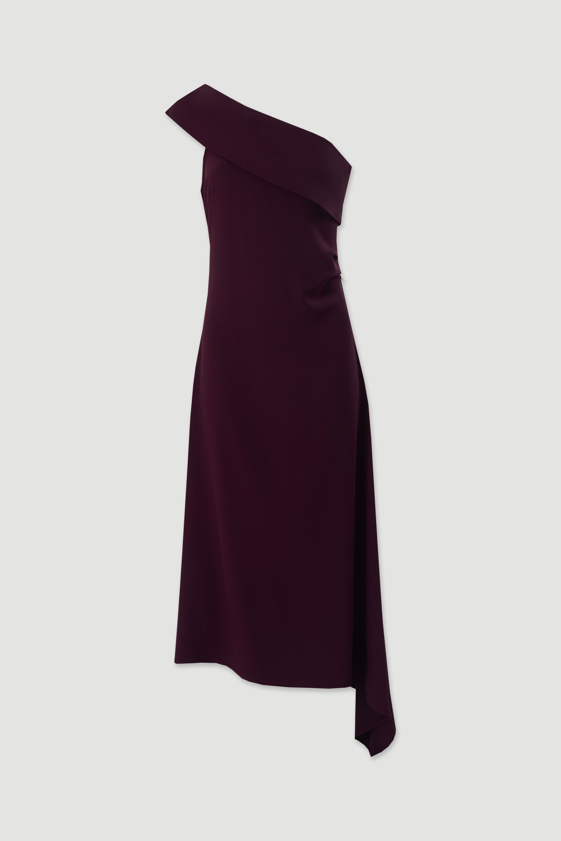 Vestido midi assimétrico de um ombro