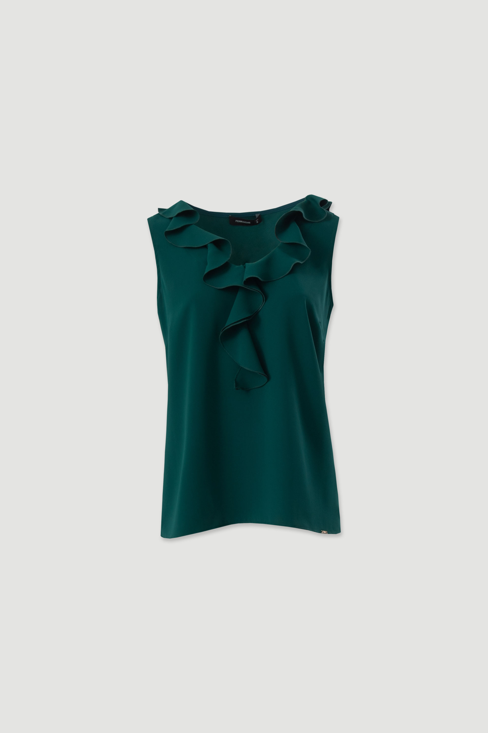 Fluid blouse with ruffled neckline