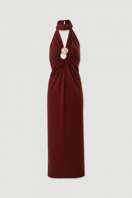 Plunging maxi dress with metallic detail Plunging maxi dress with metallic detail