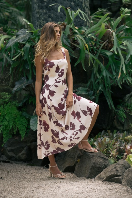 Printed satin midi dress Printed satin midi dress