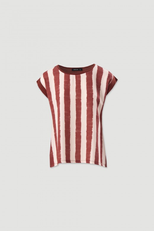 Top with striped printed front Top with striped printed front