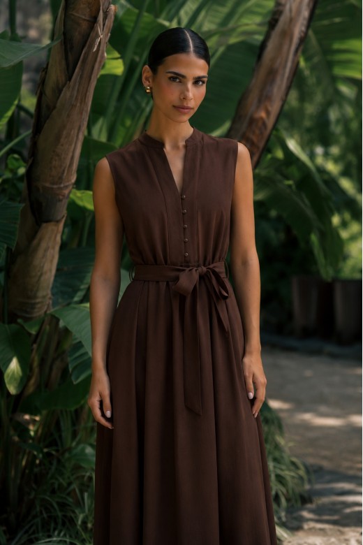Maxi dress with fabric belt Maxi dress with fabric belt