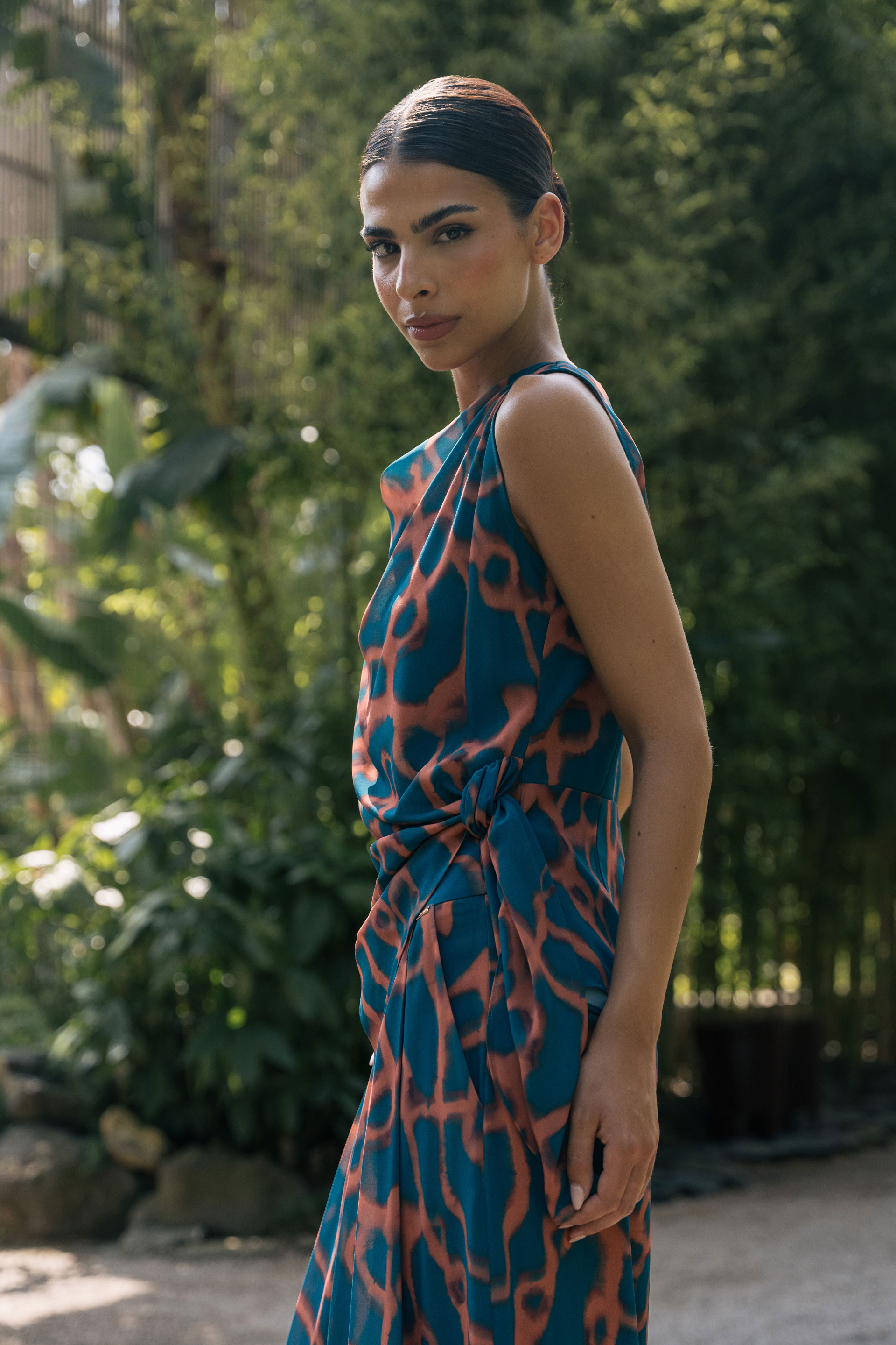 Draped printed tunic