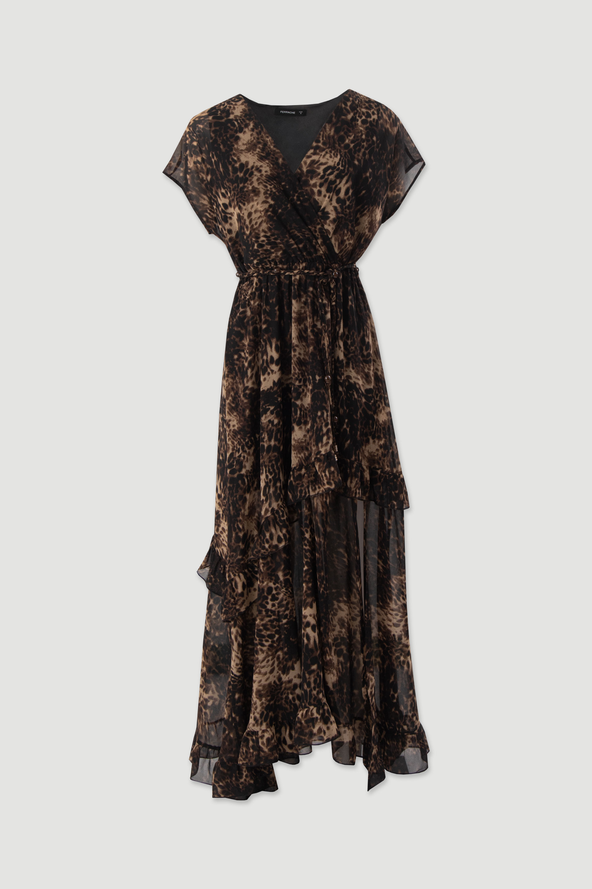 Printed midi dress with ruffles