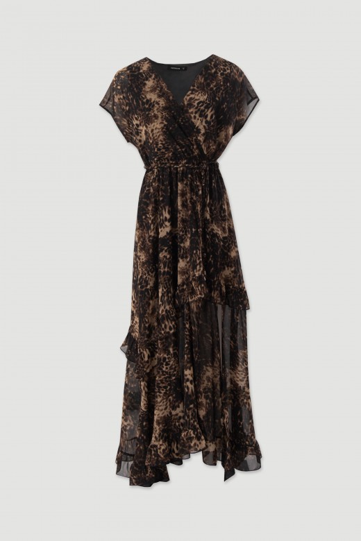 Printed midi dress with ruffles Printed midi dress with ruffles