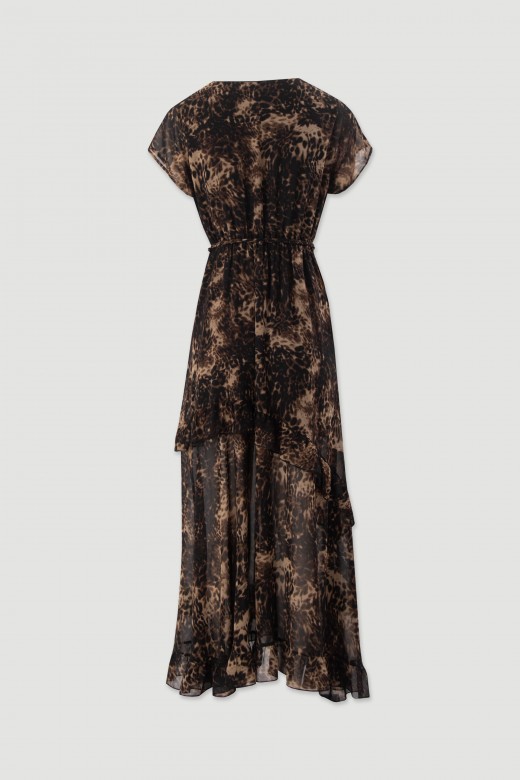 Printed midi dress with ruffles Printed midi dress with ruffles