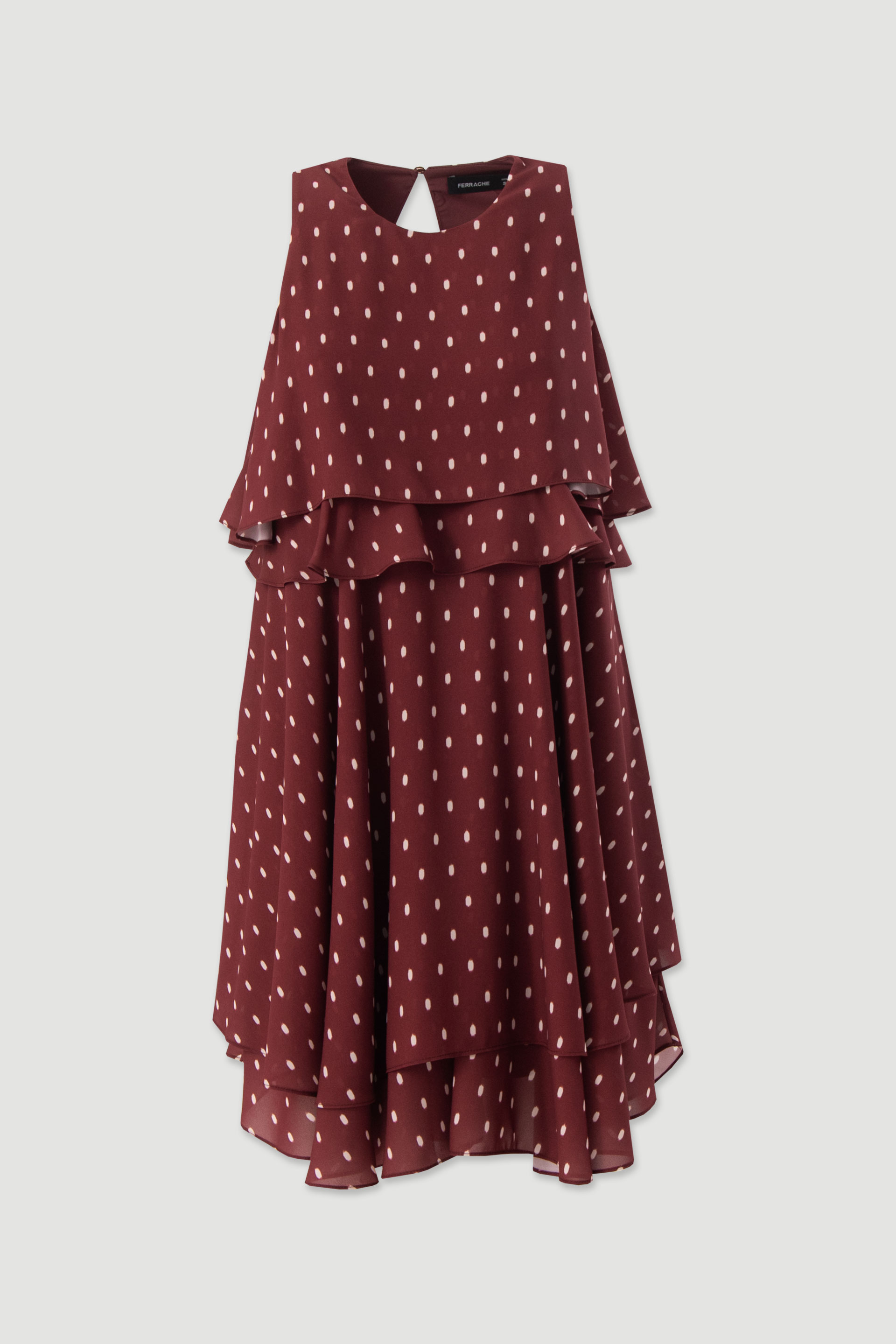 Vestido corto estampado con volantes