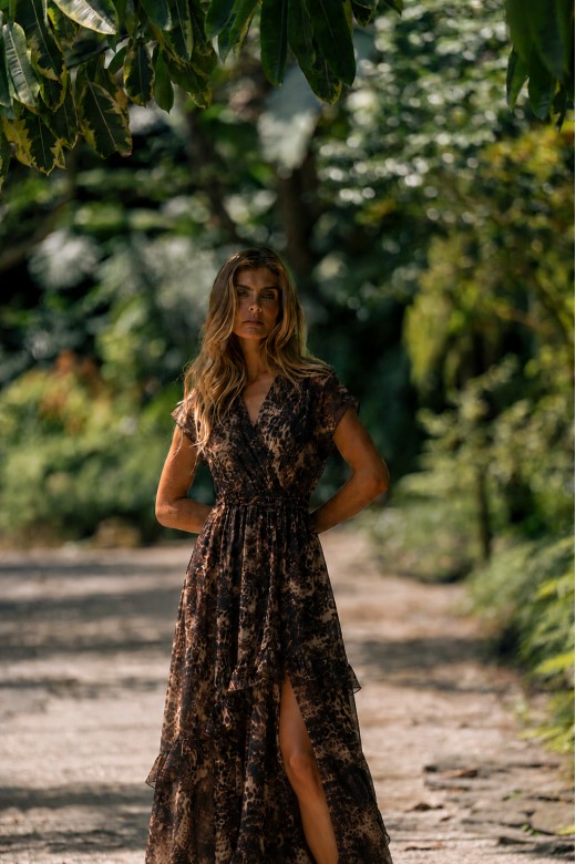 Printed midi dress with ruffles Printed midi dress with ruffles