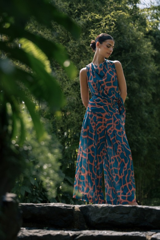 Printed cropped wide-leg trousers Printed cropped wide-leg trousers