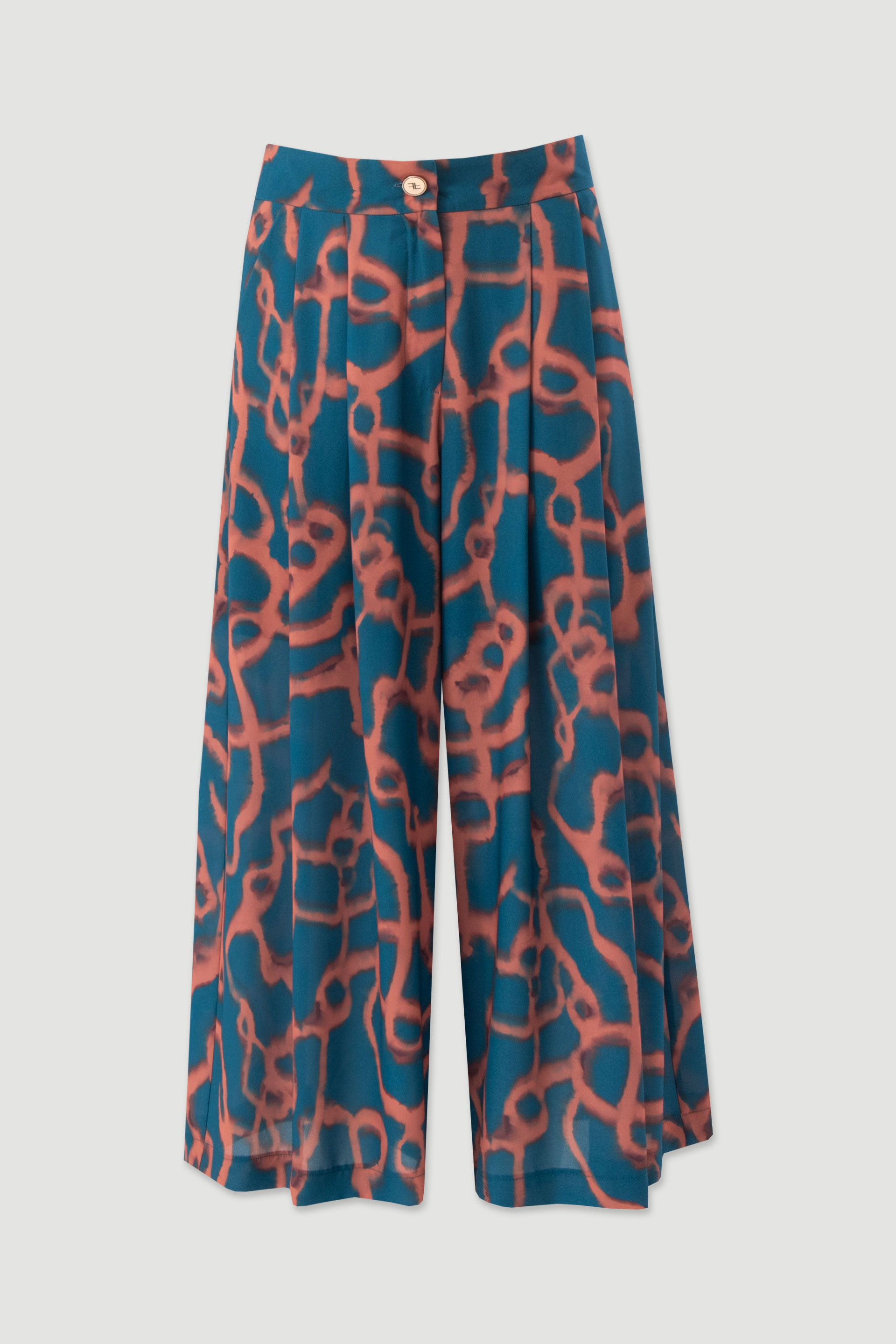 Printed cropped wide-leg trousers