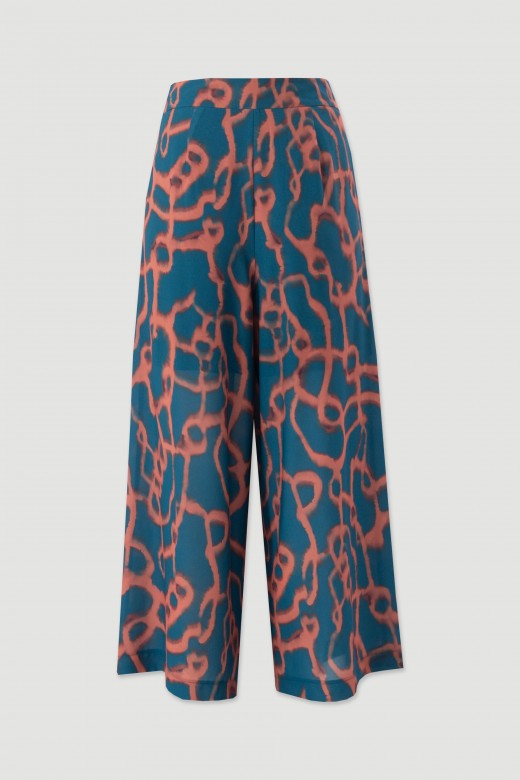 Printed cropped wide-leg trousers Printed cropped wide-leg trousers