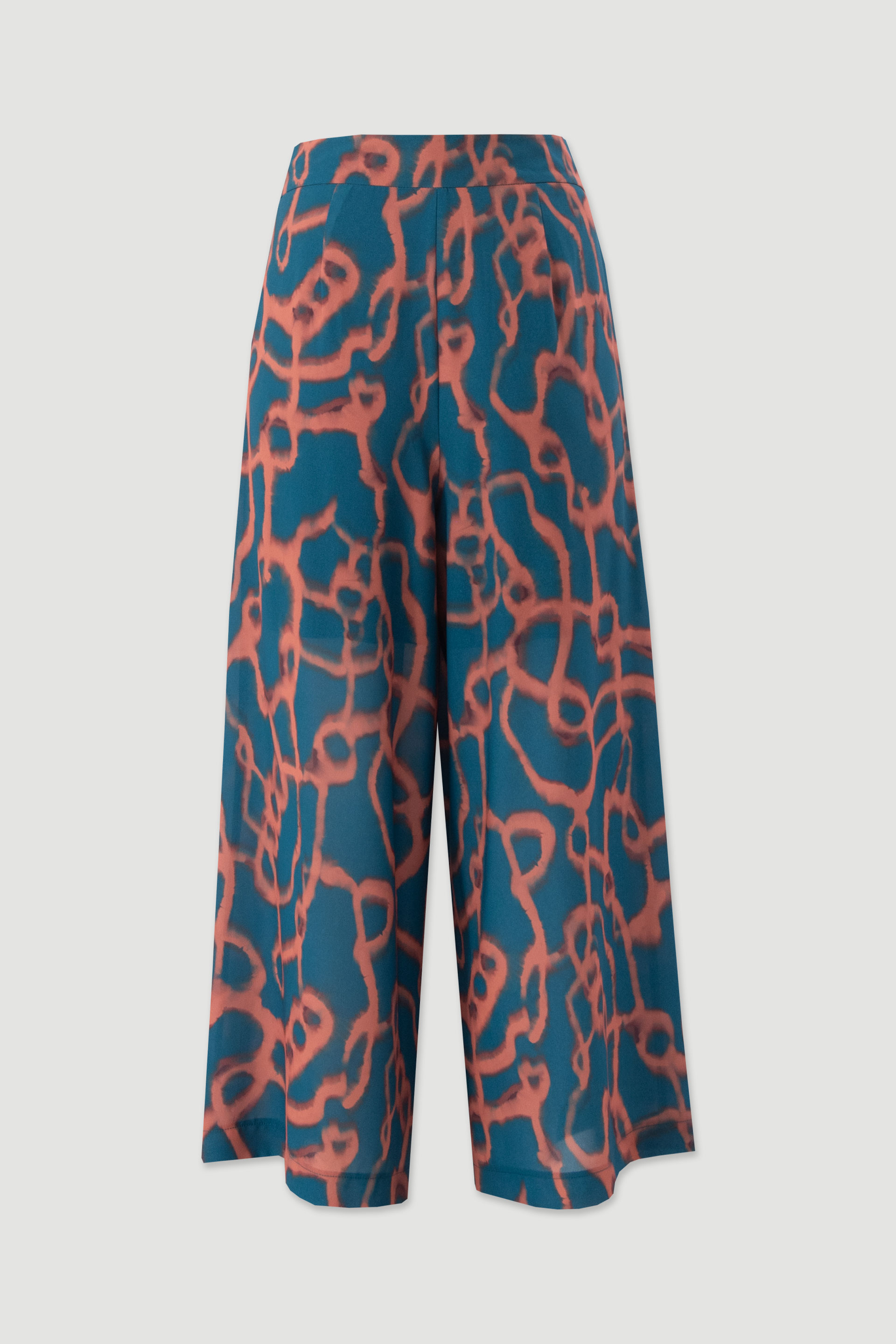 Printed cropped wide-leg trousers