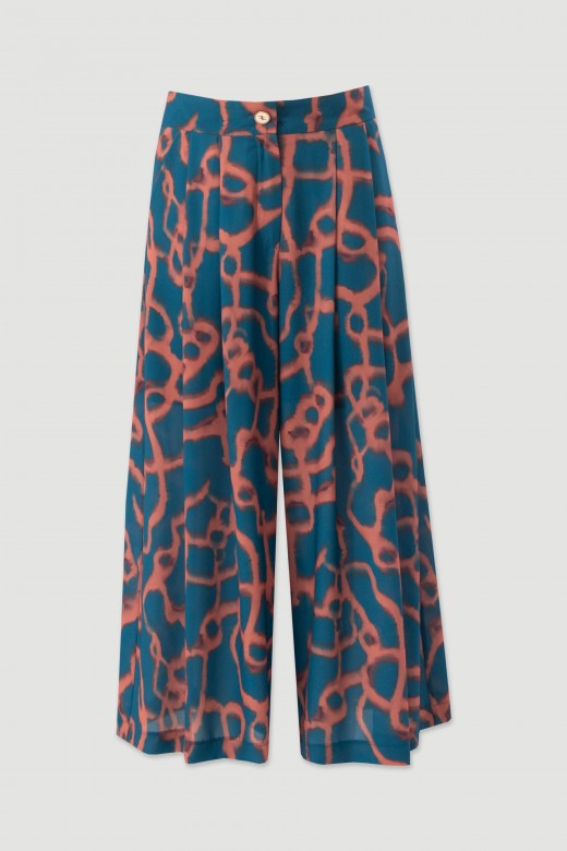 Printed cropped wide-leg trousers Printed cropped wide-leg trousers