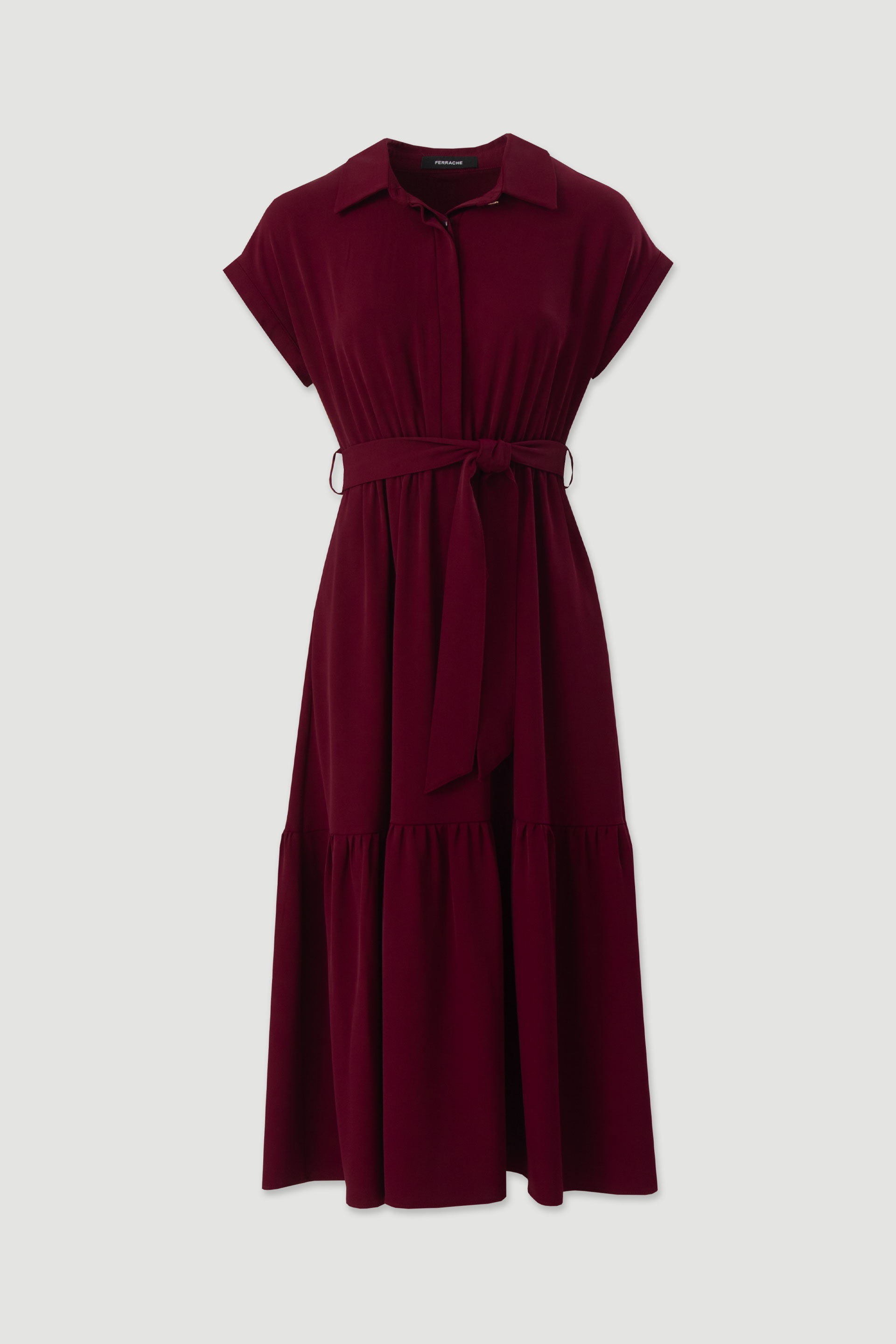 Midi shirt dress with belt