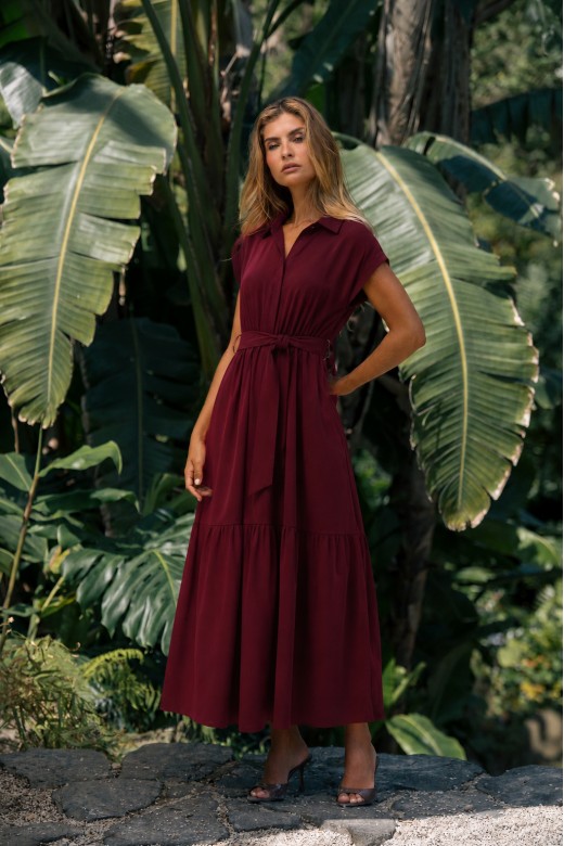 Midi shirt dress with belt Midi shirt dress with belt