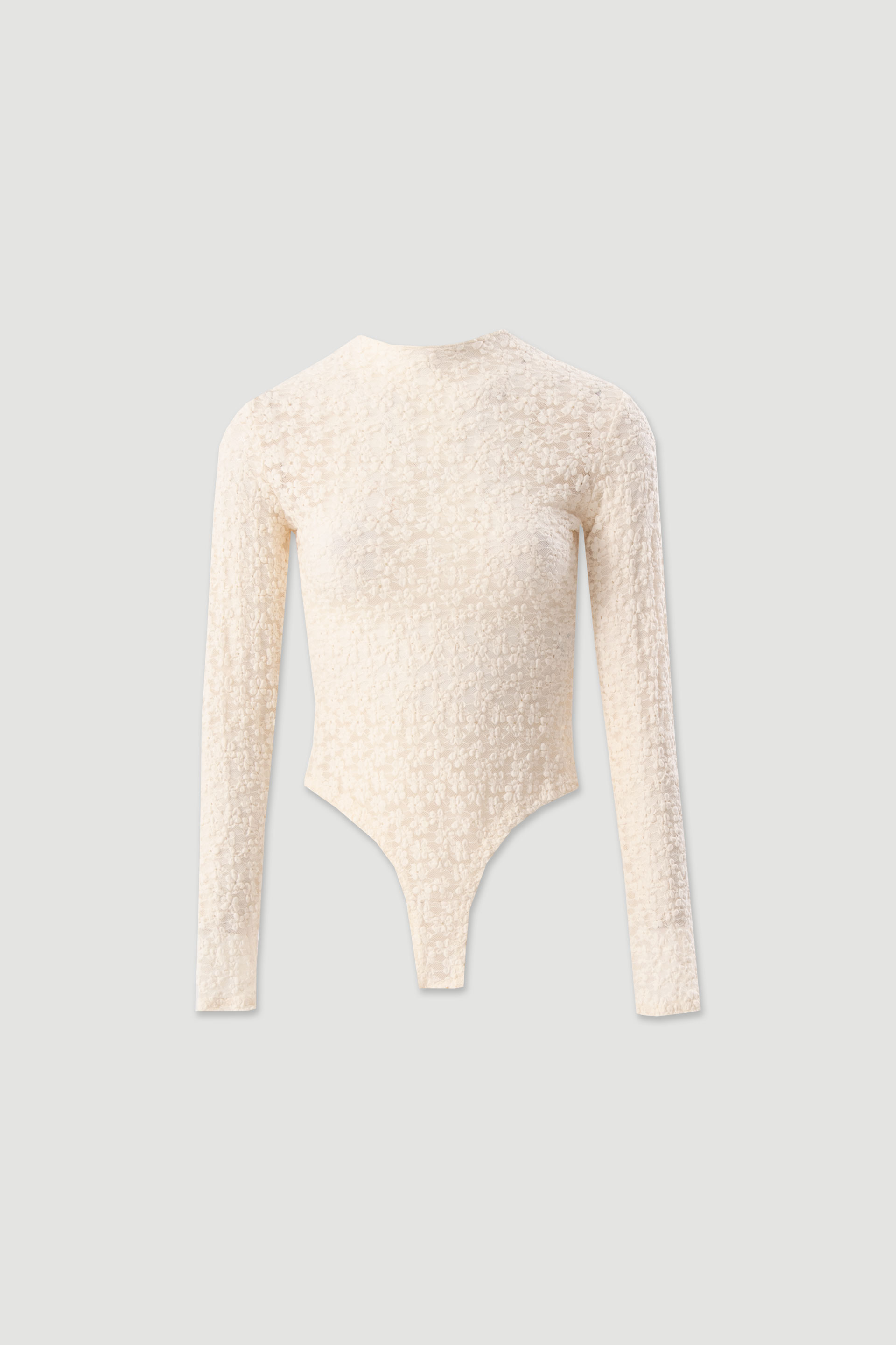 Floral lace bodysuit with high neck